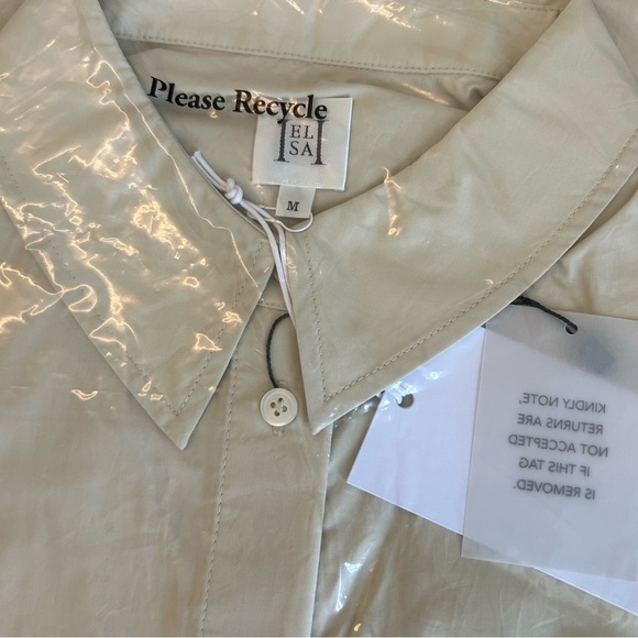 BNWT BEST HELSA Revolve Poplin Lace Back Shirt - Hay Light Beige - Picture 8 of 8